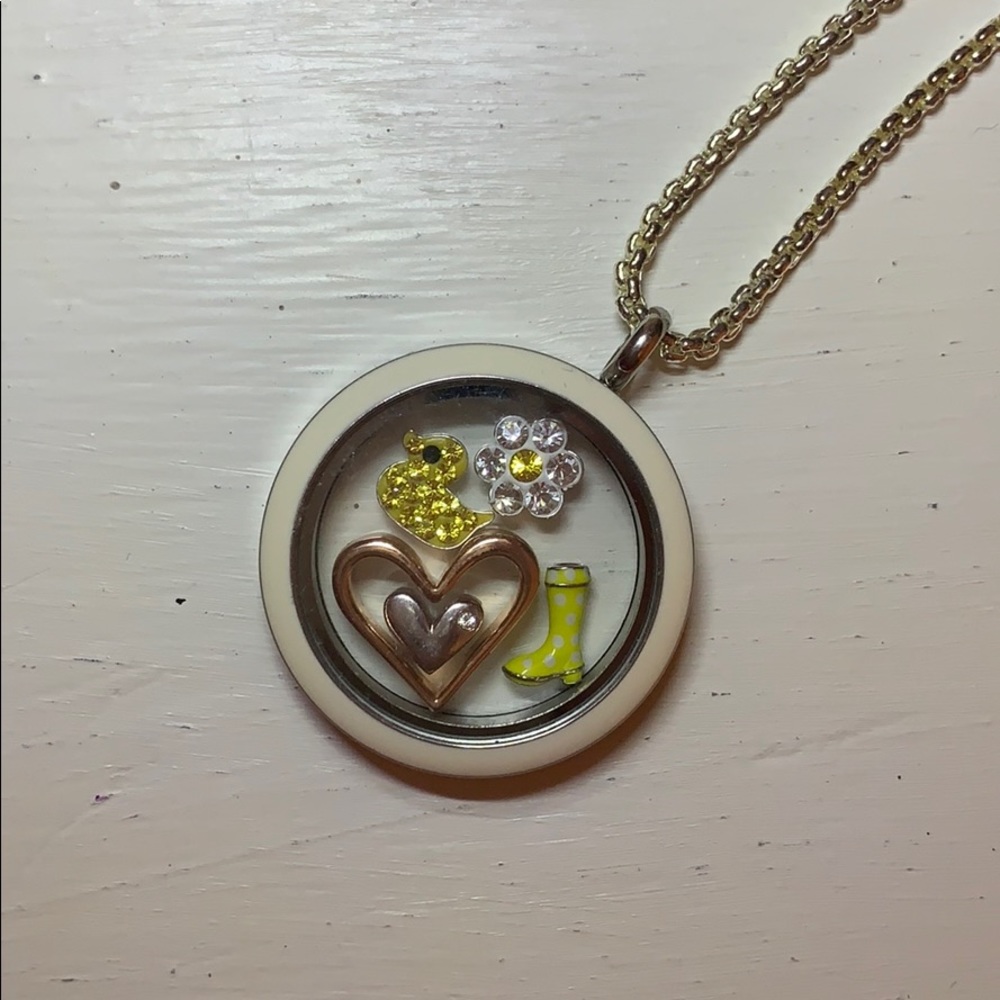 Origami Owl White Twist locket with chain